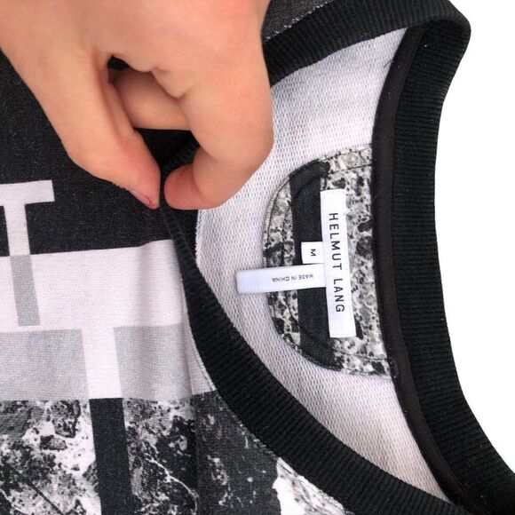 HELMUT Lang Shirt Medium Black/White Big Logo Designer Sweater - Picture 5 of 12